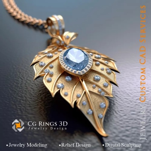 Colgante con Agua Marina - Joyería 3D CAD