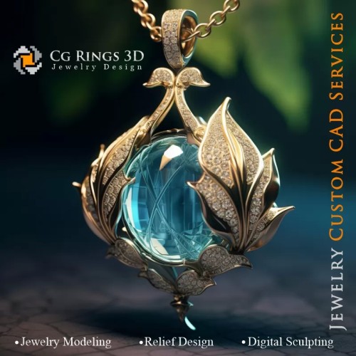Anhänger mit Aquamarin – 3D CAD Schmuck