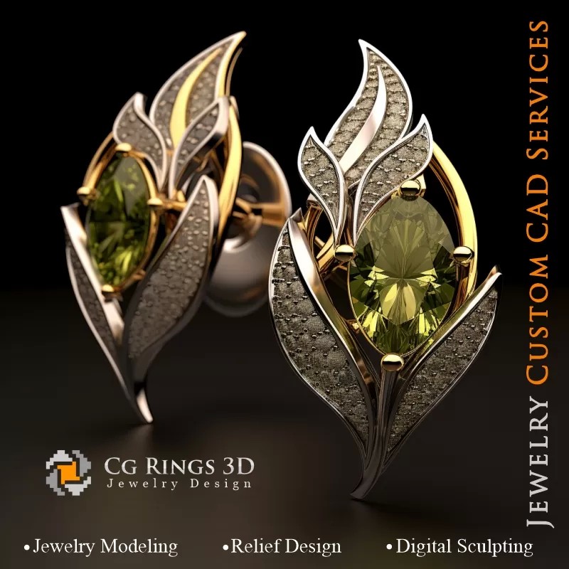 Cufflinks Leaf - Jewelry 3D CAD