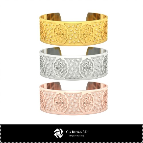 Brățară 3D pentru femei Zodia Săgetător - Decor pentru casă, Bijuterii CAD 3D, Brățări CAD 3D, Brățări 3D, Brățară tip manșetă