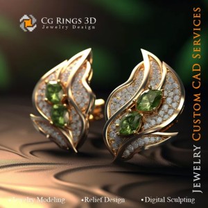 Manschettenknöpfe Blatt - Schmuck 3D CAD