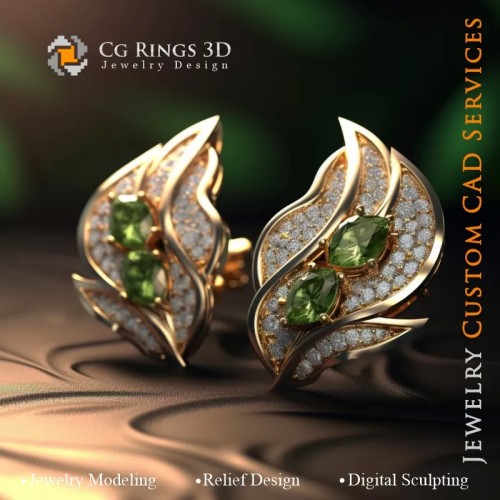 Cufflinks Leaf - Jewelry 3D CAD