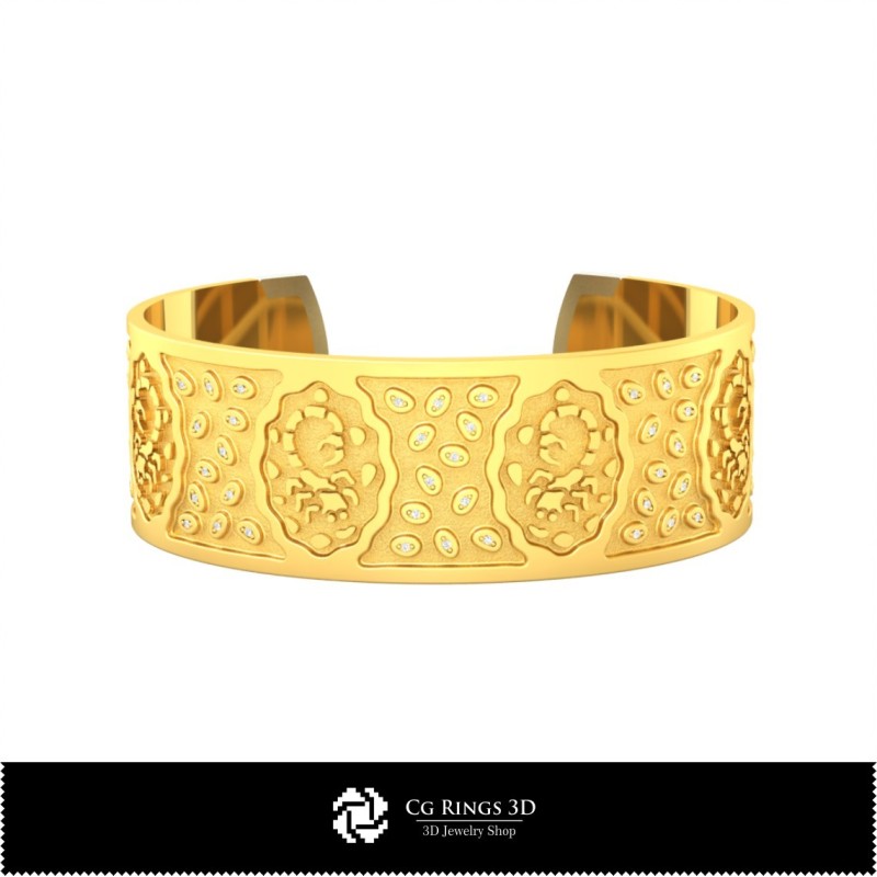 Pulsera 3D de Mujer Signo Escorpio para el Hogar, Joyería CAD 3D, Pulseras CAD 3D, Pulseras 3D, Pulsera Brazalete 3D, Pulseras