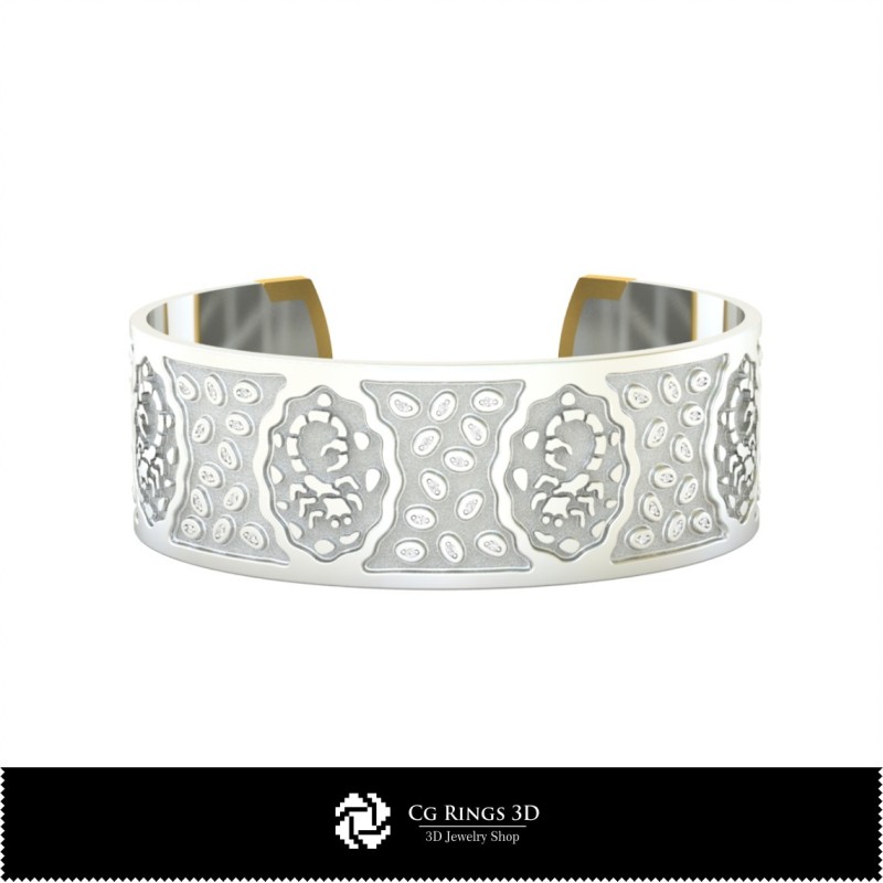 Bracciale 3D Donna Segno Zodiacale Scorpione Casa, Gioielli CAD 3D, Bracciali CAD 3D, Bracciali 3D, Bracciale Polsino 3D,