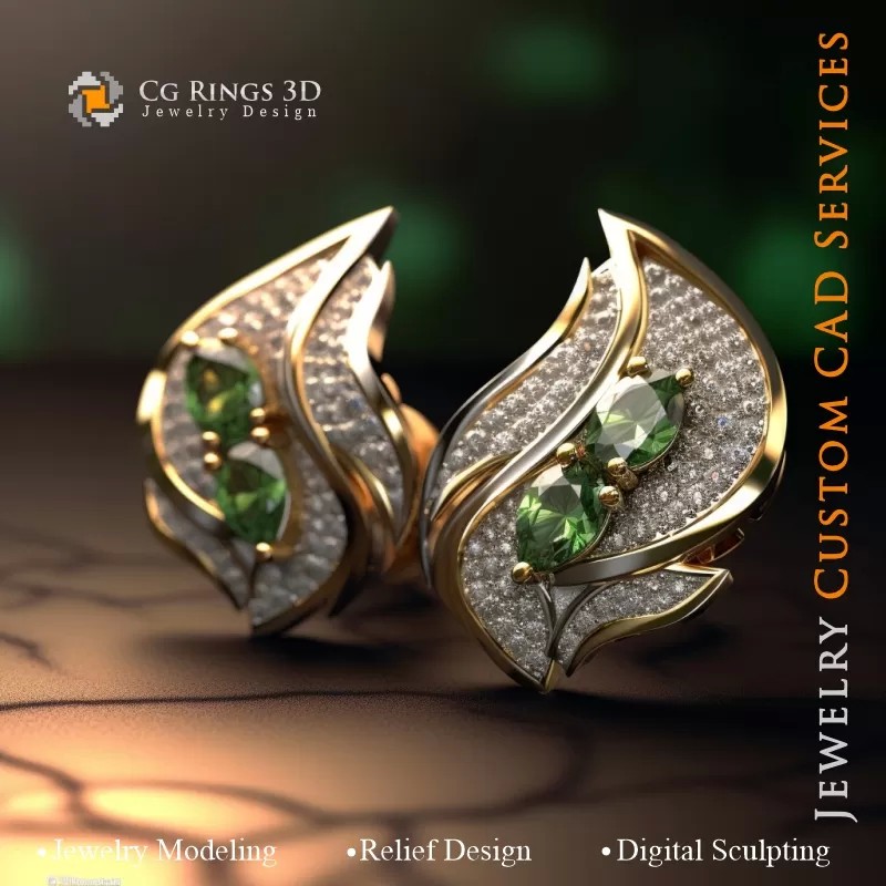 Ohrringe Blatt - Schmuck 3D CAD