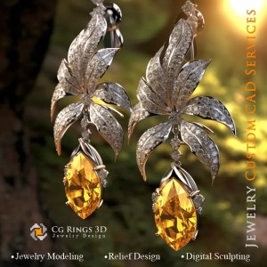 Ohrringe Blatt - Schmuck 3D CAD 2