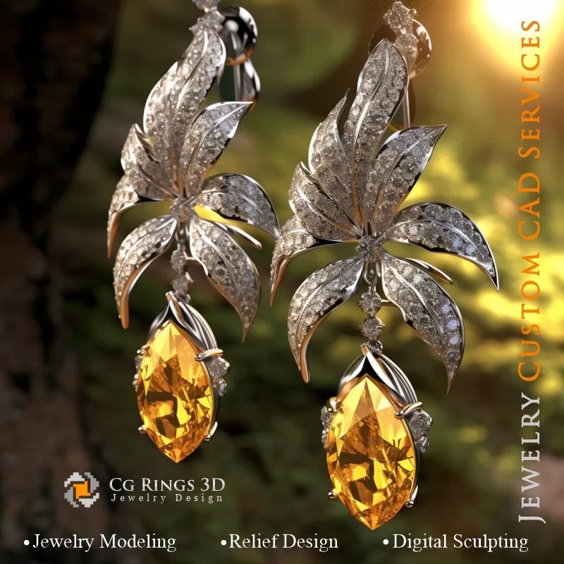 Orecchini Foglia - Jewelry 3D CAD