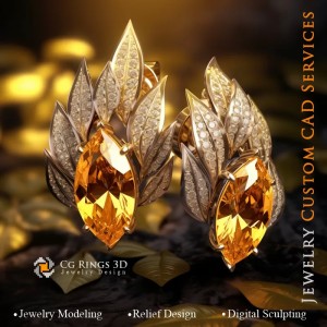 Earrings Leaf - Jewelry 3D CAD 2