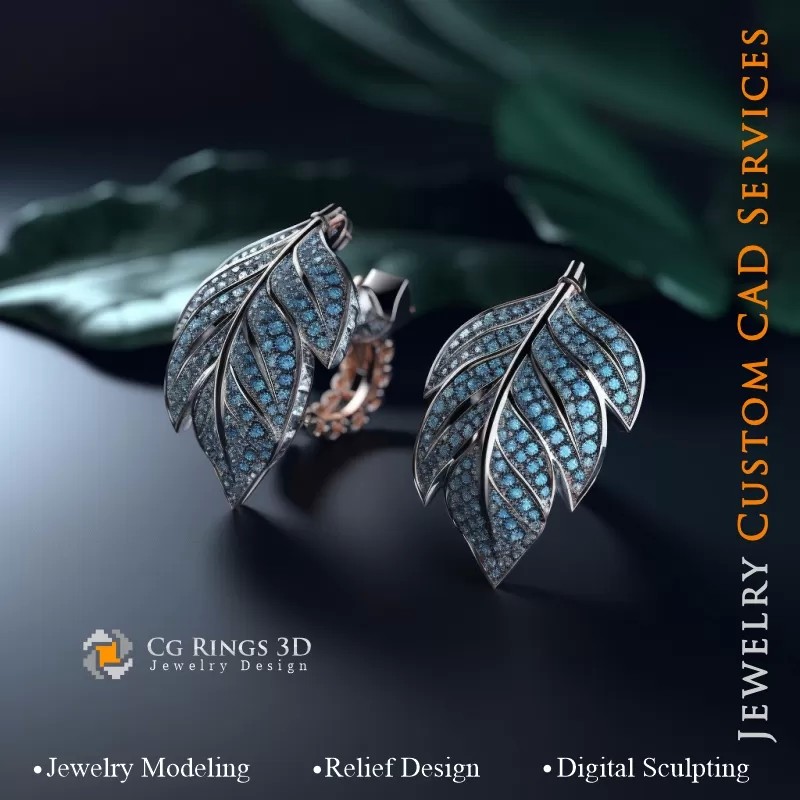 Ohrringe Blatt - Schmuck 3D CAD