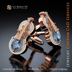 Manschettenknöpfe Violine - Schmuck 3D CAD