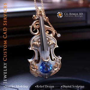 Violin Pendant - Jewelry 3D CAD 2