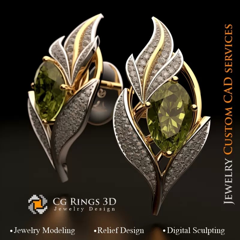Ohrringe Blatt - Schmuck 3D CAD