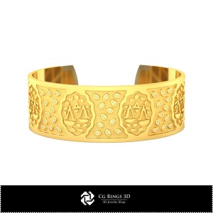 Bracciale 3D Donna Tema Bilancia, Gioielli CAD 3D, Bracciali CAD 3D, Bracciali 3D, Bracciale Polsino 3D, Bracciali Zodiacali 3D 2