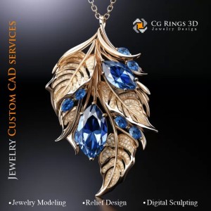 Pendentif Feuille - Joaillerie 3D CAO 2