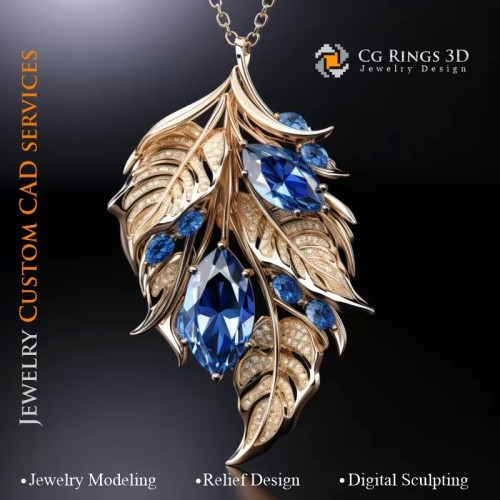 Pendant Leaf - 珠宝 3D CAD