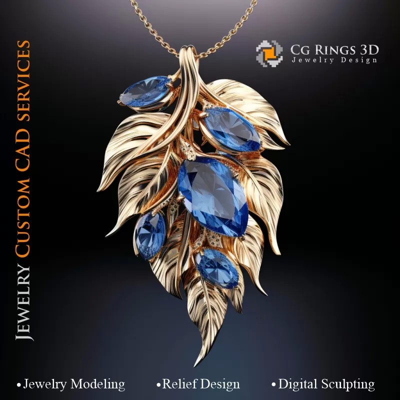 Anhänger Blatt - Schmuck 3D CAD