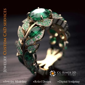 Anello con Smeraldo e Diamanti - CAD Gioielleria 3D 2