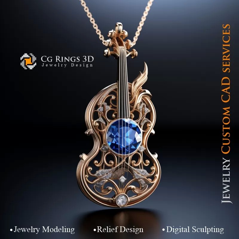 Ciondolo Violino - CAD Gioielli 3D
