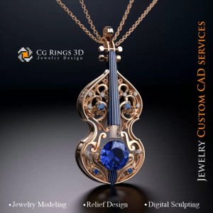Violin Pendant - Jewelry 3D CAD 2