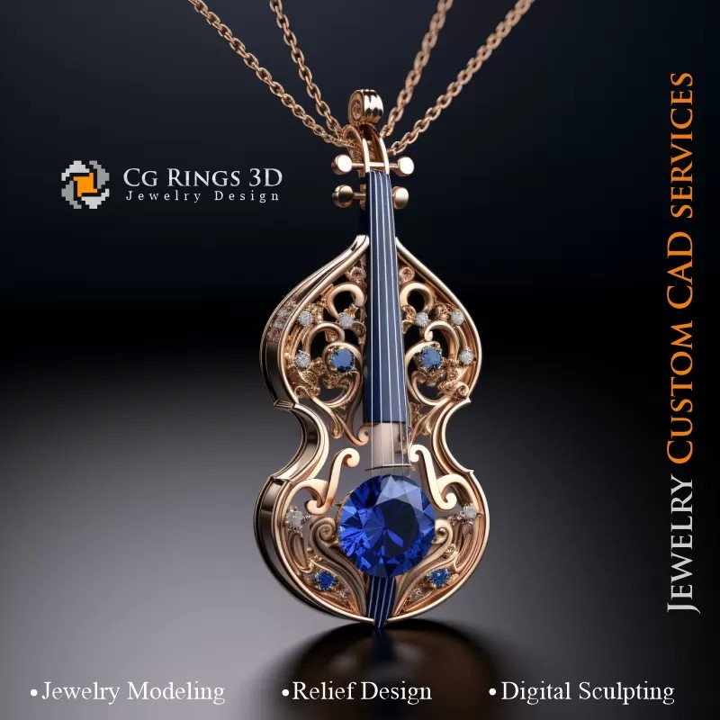 Pendentif Violon - Joaillerie 3D CAD