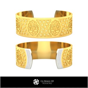 Bracciale 3D Donna Tema Bilancia, Gioielli CAD 3D, Bracciali CAD 3D, Bracciali 3D, Bracciale Polsino 3D, Bracciali Zodiacali 3D