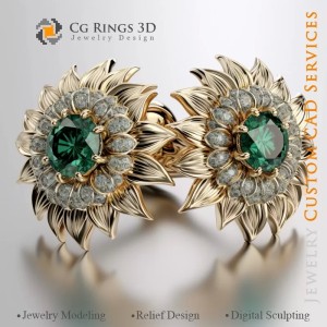 Gemelli Girasole - 3D CAD per Gioielli 2
