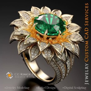 Anello Girasole - Gioielleria CAD 3D 2