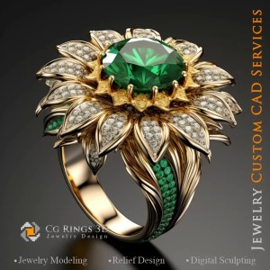 Sunflower Ring - Jewelry 3D CAD 2