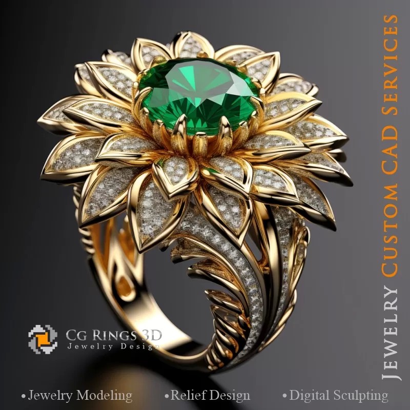 Sunflower Ring - Jewelry 3D CAD