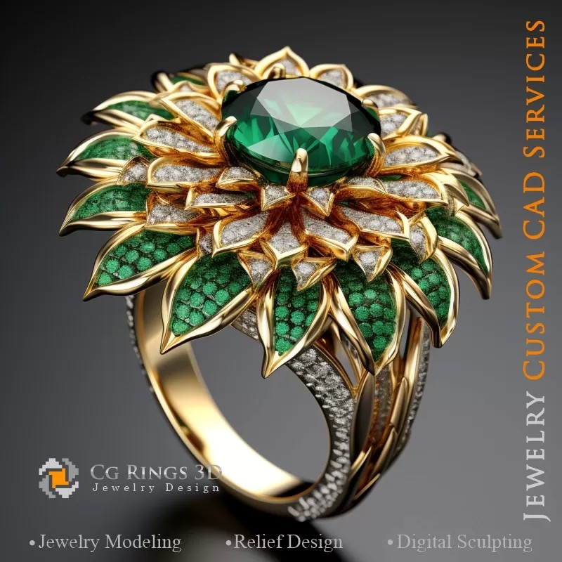 Sonnenblumenring - Schmuck 3D CAD
