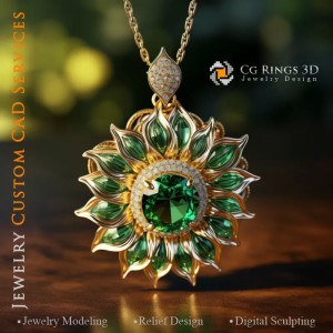 Pendentif Tournesol - Bijoux 3D CAO 2