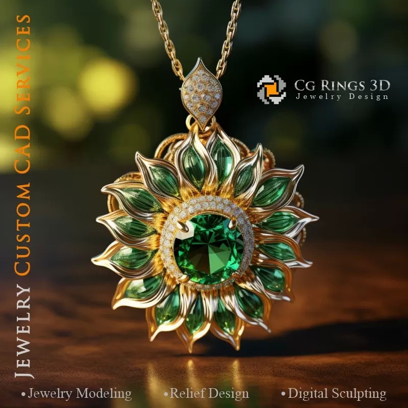 Ciondolo Girasole - CAD 3D per Gioielli