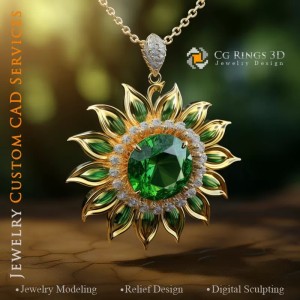 Sonnenblumen-Anhänger - Schmuck 3D CAD