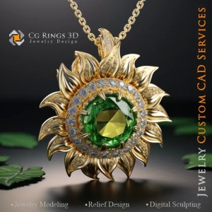 Pendentif Tournesol - Bijoux 3D CAO 2