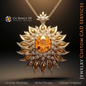 Pendentif Tournesol - Bijoux 3D CAO