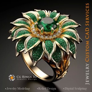 Anello Girasole - Gioielleria 3D CAD