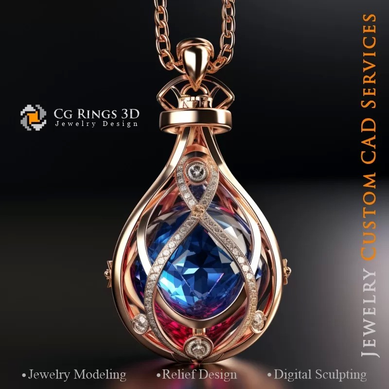 Pendentif Sablier - Bijoux 3D CAD