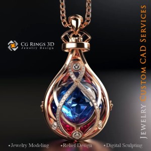 Sanduhr-Anhänger - Schmuck 3D CAD 2