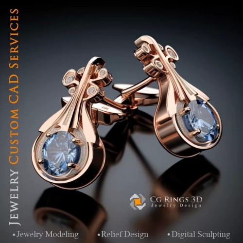 Manschettenknöpfe Violine - Schmuck 3D CAD