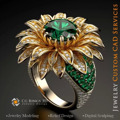 Sonnenblumen-Ring - Schmuck 3D CAD