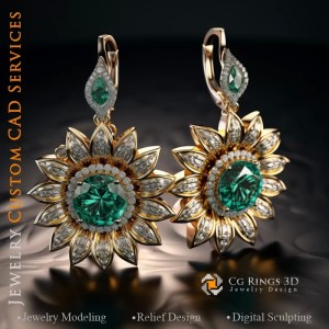 Sonnenblumen-Ohrringe - Schmuck 3D CAD
