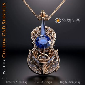 Pendentif Violon - Joaillerie 3D CAD
