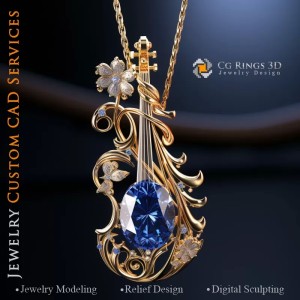 Pendentif Violon - Joaillerie 3D CAD 2