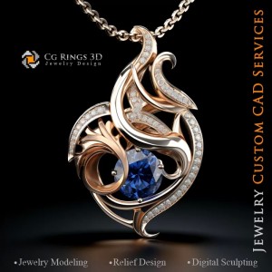 Pendentif Vagues Maritimes - Joaillerie 3D CAD