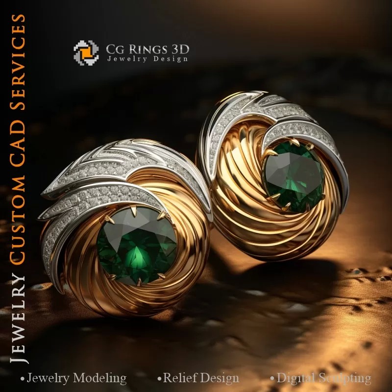 Maritime Waves Cufflinks - Jewelry 3D CAD