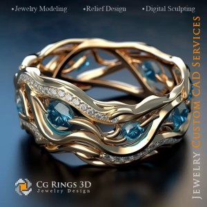 Anillo Ondas Marinas - CAD 3D de Joyería 2