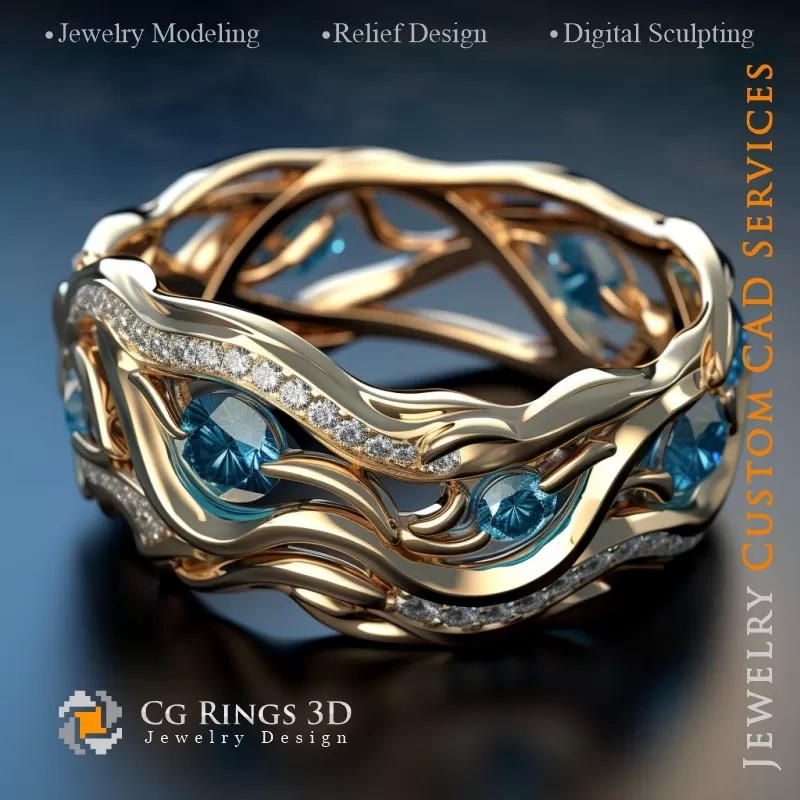Maritime Waves Ring - Jewelry 3D CAD