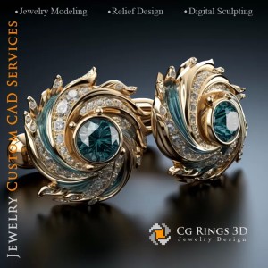 Boutons de Manchette Vagues Maritimes - Joaillerie 3D CAO 2