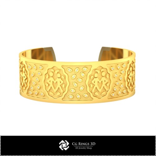 Bracciale zodiacale Gemeni 3D da donna, gioielli CAD 3D, braccialetti CAD 3D, braccialetti 3D, bracciale polsino 3D,