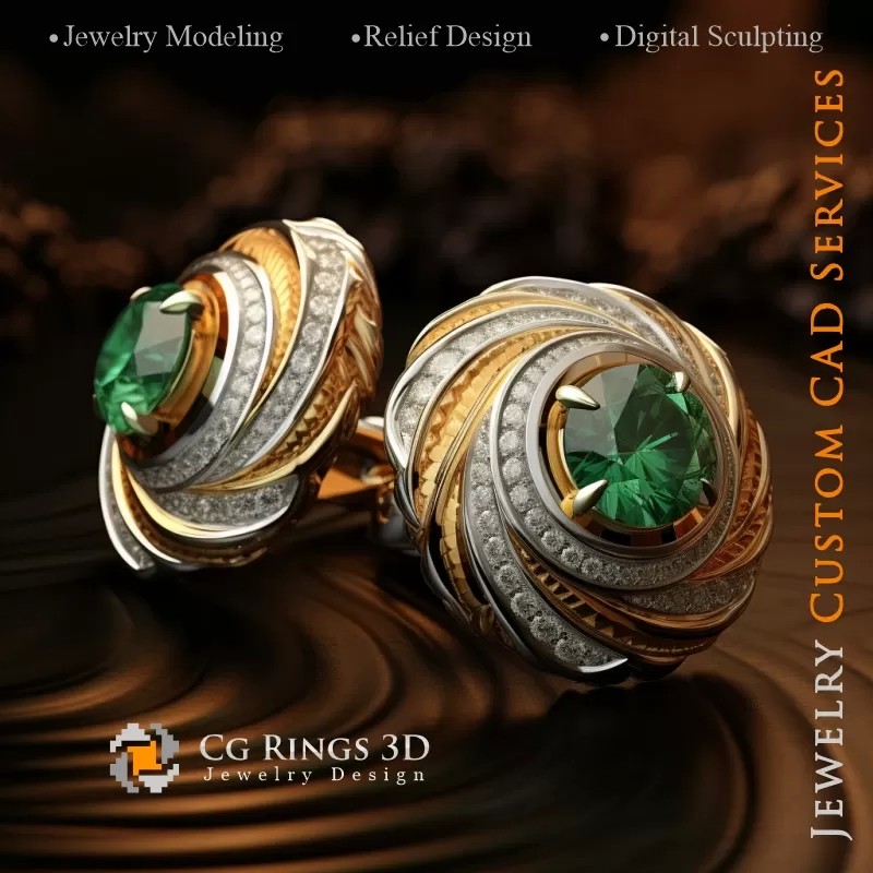 Maritime Wellen Manschettenknöpfe - Schmuck 3D CAD